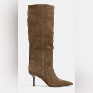 ZARA Taupe Suede Knee-High Boots – Size 7.5 – NWT